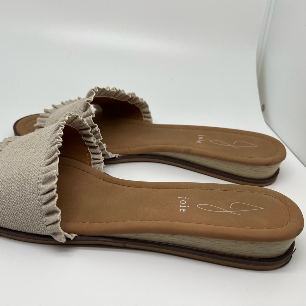 Joie Beige Ruffle Slide Sandals - Picture 4 of 4
